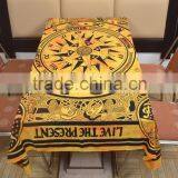 Indian Cotton Table Cloth Yellow Color Compass Zodiac Print Dinning Table Cloth Vintage Wall Hanging Throw Bed Sheet Cover TC59 thumbnail-2