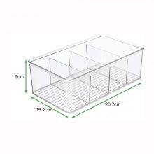 Clear Plastic Food Storage Bin Organizer With 4 Compartments for Kitchen Cabinet, Pantry, Shelf, Drawer, Fridge, Freezer Organization thumbnail-4