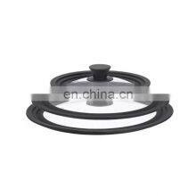 Kitchen Accessories Tempered Glass Lid Food Grade Silicone Rim Pot Cover