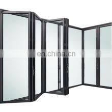 Black Frame Security Prehung Patio Aluminum Accordion Folding Sliding Glass Doors for Sale thumbnail-2