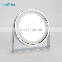LED Adjustable Cosmetic Mirror Magnifying Round Mirror Chrome Freestanding Light thumbnail-1