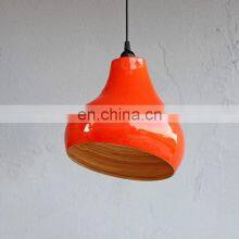 Orange Spun Bamboo Lamp Pendant Bohemian Coiled Ceiling Light Decor thumbnail-5