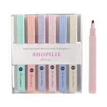 Factory wholesale custom 6 8 12 24 pcs bible pastel aesthetic highlighter pen set non-toxic no bleed square marker for bible