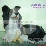 Polyresin Dog Feeder With Stainless Steel Bowl thumbnail-1