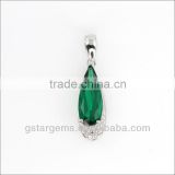 925 Sterling Silver Created Emerald Pendant