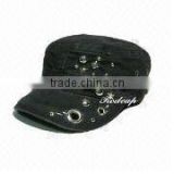 cotton military cap with metal decoration
