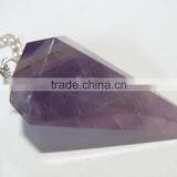 6-Facet Natural Amethyst Gemstone Pendulums