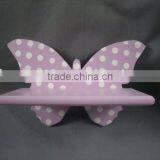 MDF Pink Color Butterfly Decorative Wooden Wall Shelf Wall Display thumbnail-1