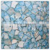 Natural Ice Blue Calcite Backlit Gemstone Slab