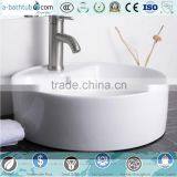Round Bowl Porcelain Vessel Sink White Ceramic Basin With Free Drain thumbnail-1