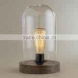 Antique brown finished wooden base cloche table lighting