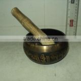 brass tibetan singing bowls black engraved