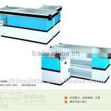 supermarket checkout counter with corner fender