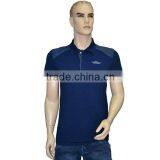 Men's Polo Shirt Cut & Sewn With Knitted Denim and Chambray Fabric, Indigo Blue, Enzyme Washed