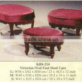 Victorian Oval Foot Stool 3 Pcs Mahogany Indoor Furniture. thumbnail-1