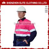 wholesale custom men cotton reflective pink hi vis shirt