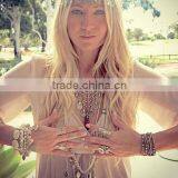 New Gypsy Boho Ethnic Silver Plated Alloy Coin Tassel Charm Necklace thumbnail-2