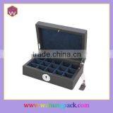 Black Wooden Jewelry Cufflink Box Packaging Cufflink Box With Compartments And Lock