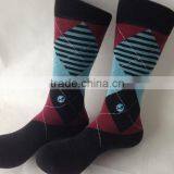 Oem Custom Design Classical Argyle Thick Combed Cotton Men Dress Socks