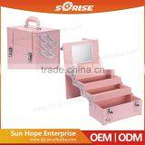 Gift Cute and Fancy Pink 4 Tier Waterproof Travel Toiletry Makeup Cosmetic Case Bag