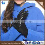 Women Soft Black Serving Goatskin Leather Touch Gloves thumbnail-1