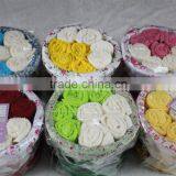 Custom Color Cotton Face Towel Packed in Willow Basket