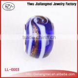 Wholesale DIY Blue Beads Big Hole Lampwork Murano Glass Beads With Silver Core thumbnail-1