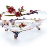 RORO Hawaii hibiscus enamel crystal glass fruit holder