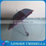 Pongee Fabrci Customer Design Navy Blue Color With Red Border 24" Straight Umbrella a thumbnail-1