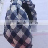 winter series grid printing fabric covered hairbands