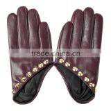 Hot Selling Fashion Half a Palm Rivet Decoration Sheepskin Drving Leather Gloves thumbnail-6