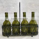 2014 hot sale iron basket candle holders with 4 pcs bottle