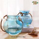 Light Blue Home Decor Glass Flower Vase Wholesale thumbnail-3