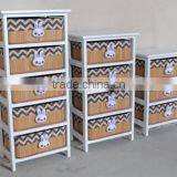 Wooden Cabinet With Fabric Drawer /Living Room Chest thumbnail-3