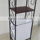 3 Tiers Metal Bathroom Scroll Storage Organizer Laundry Sorter With 2 Storage Shelves Laundry Hamper thumbnail-4