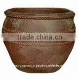 AQD Large Black Clay Pot- Tall Dark Clay Pot- Giant Outdoor Pots thumbnail-1