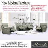 JR8055 Modern Luxury Italian Full Thick Soft Cow Leather Living Room Cheap Recliner Sofa Set thumbnail-1