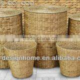 S/5 ROUND WATER HYACINTH HAMPER & WASTE BIN thumbnail-1