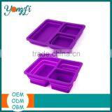 Wholesales 3-Compartment Takeaway Collapsible Silicone Food Grade Microwave Food Container thumbnail-2