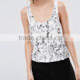 Oil Print Scoop Back Drop Womens Blank Dropped Armhole Tanks thumbnail-4