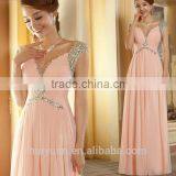 Light Orange Deep v Neck off Shoulder Beaded Corset Ball Gowns thumbnail-1