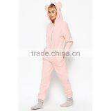 100%cotton Warm Fleece Plain Soft Pink Pig Onesie Pajamas thumbnail-1