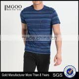 MGOO Slim Fit Horizontal Stripe T-shirts For Men Custom Short Sleeve T Shirt With Pocket thumbnail-1