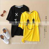 Yellow and Black Cotton Tee Cute Smiley Face Unisex Emoji T Shirt thumbnail-1