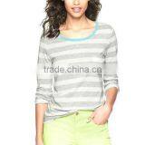 FASHION DESIGN WOMENS STRIPED LONG SLEEVE T SHIRT