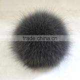 Myfur Customized Dark Grey Real Fox Fur Bobble Attached Hat or Bag Charm Keychain thumbnail-2