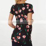 Black Tulip Print Wrap Maternity Top Clothes Cheap thumbnail-2