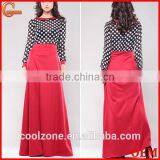 New Arrival Polka Dot Print Vintage Collar Long Sleeve Maxi Dress thumbnail-1