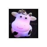 Customized Design Cow Shaped PVC Material Color Change LED Flashing Keychain for Gifts