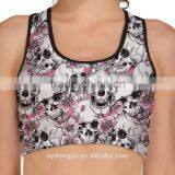 Hallowee White Pink Skeleton Jogging Training t Yoga Bra/morning x Printed Polyester Flower Athletic Workout Sports Yoga Bra Top